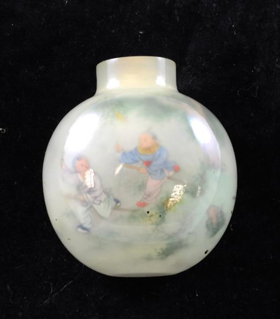 A Chinese inside-painted agate snuff bottle, 20th century, 5cm, Richards no. 265